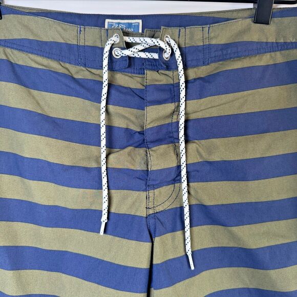 J.Crew Mens Swim Trunks Size 35 Navy Olive Green Striped Board Shorts Surf Beach - Picture 3 of 11